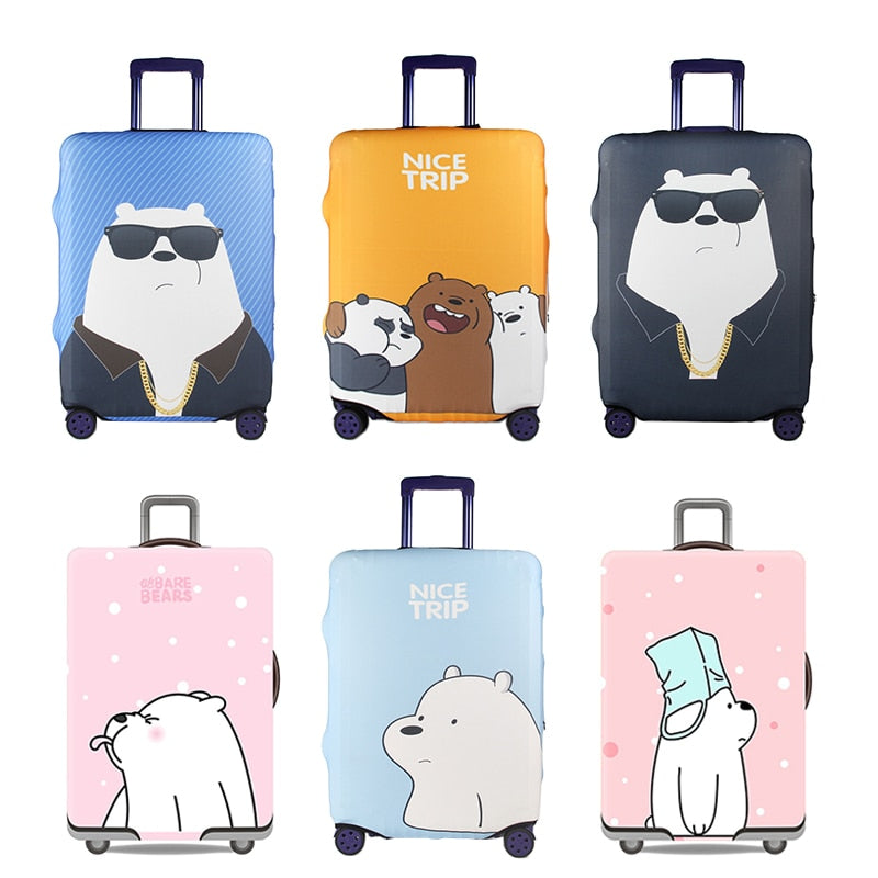 Cute Bear Luggage Cover Travel Suitcase Protector Suit For 18-32 Size Trolley Case Dust Travel Accessories Elasticity Box Sets