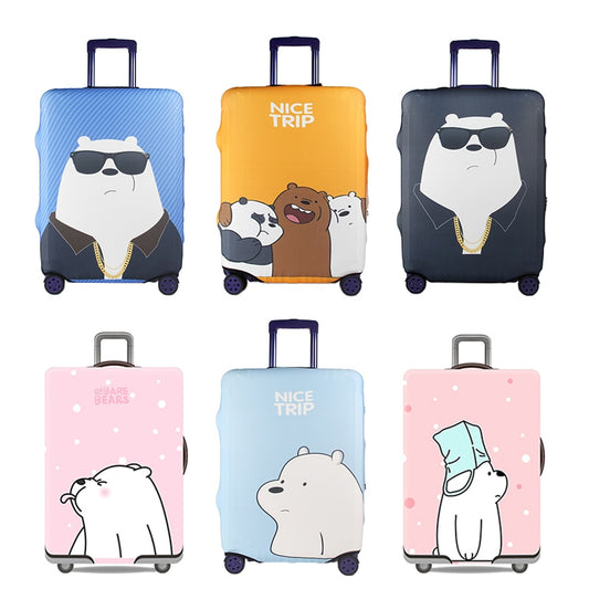 Cute Bear Luggage Cover Travel Suitcase Protector Suit For 18-32 Size Trolley Case Dust Travel Accessories Elasticity Box Sets