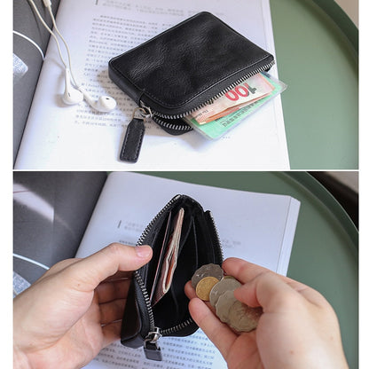 Mini Wallets Women First Layer Cow Leather Men Coin Purses Vintage Small Change Purse Coin Pouch Credit Card Wallet Money Bag