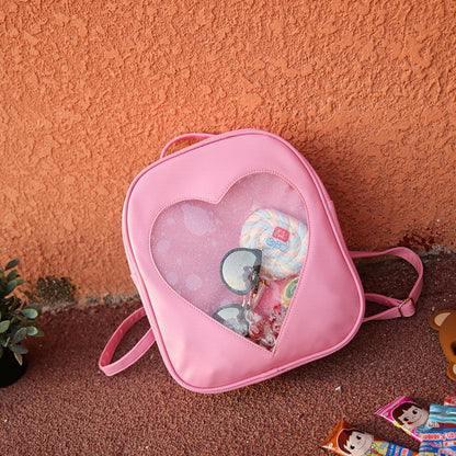 Summer Candy Transparent Love Heart Shape Backpacks Harajuku School Backpack Shoulder Bags For Teenager Girls Book Bag