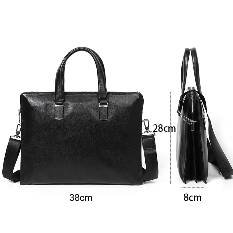 Real Cowhide Leather Briefcase Men Business Handbag Tote Male Messenger Bags Portfolio Laptop Shoulder Bag Men Lawyer Bag Thin