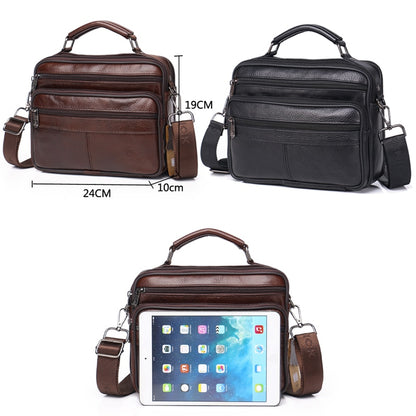 Men Genuine Leather Shoulder Bag Fashion Zipper Shoulder Messenger Bag Leather Men  Travel Business Simple Handbag ZZNICK