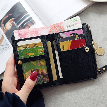 Fashion Women Girls Short Wallet Small PU Leather Cherry Embroidery Coin Purse Card Holders Lady Girl Mini Money Bag