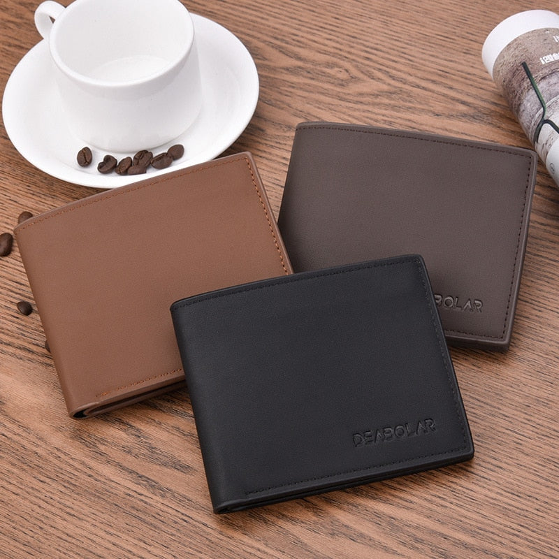 Transverse Men Wallets Vintage Solid Short Coin Purse Multi-Functional Cards Holders Simple Leather Wallet For Men Business