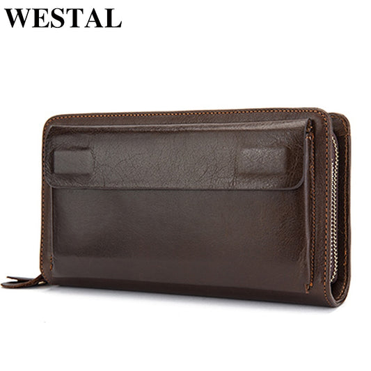 WESTAL Genuine Leather wallet male Men&#39;s Wallets for Credit Card Holder Clutch Male bags Coin Purse Men casual portmonee new9069