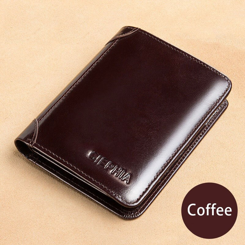 Ciephia Classic Style Genuine Leather Rfid Wallets for Men Thin Short Multi Function Tri Fold Card Holder Male Purse Money Clip