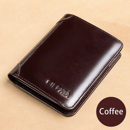 Ciephia Classic Style Genuine Leather Rfid Wallets for Men Thin Short Multi Function Tri Fold Card Holder Male Purse Money Clip