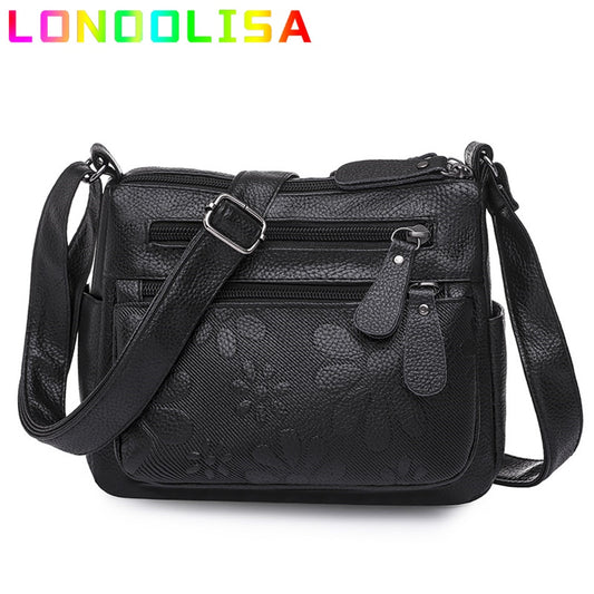 2 Layers Casual Women's Bags New Small Printing Shoulder Crossbody Handbags and Purse Multi-pocket Leather Messenger Sac Bolsa
