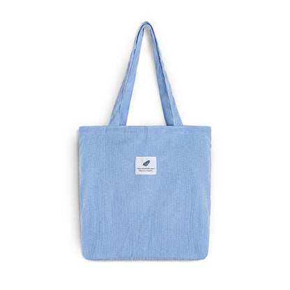 Women Corduroy Shopping Bag Female Canvas Cloth Shoulder Bag Environmental Storage Handbag Reusable Foldable Eco Grocery Totes