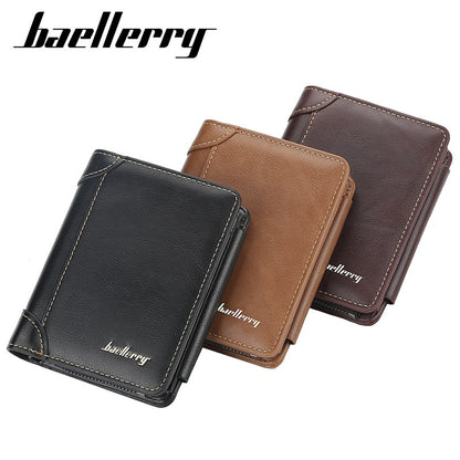 New Leather Men Wallets High Quality Zipper Short Desigh Card Holder Male Purse Fashionable Multi-card Slot 3 Fold Coin Purse
