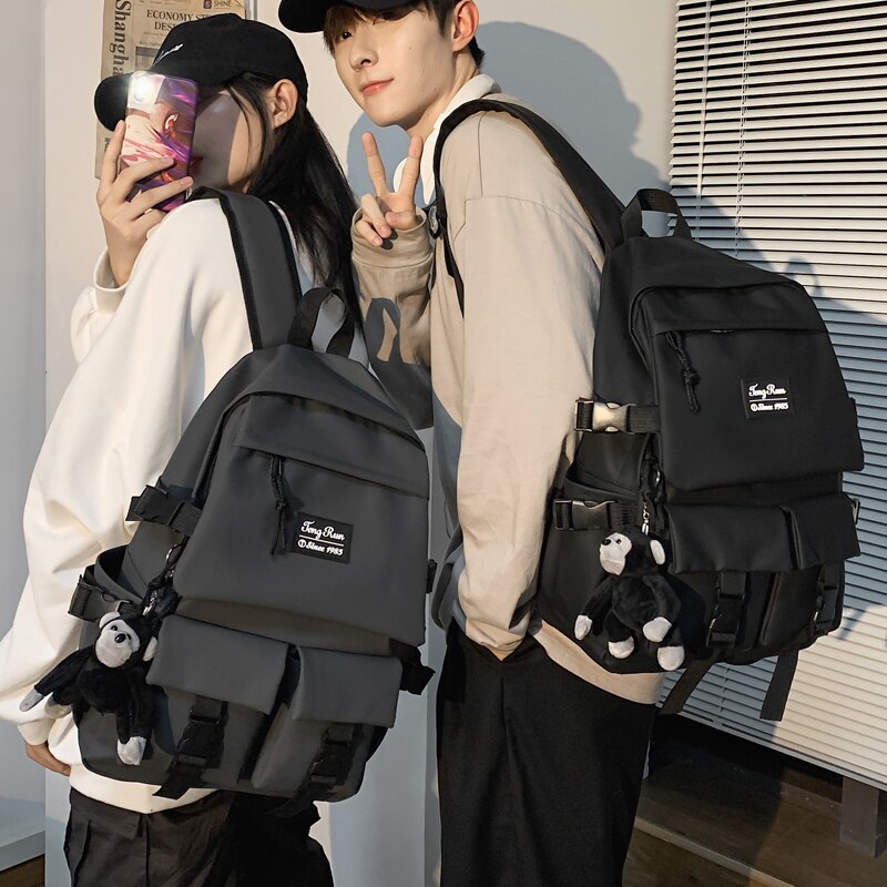 Multi-pocket Men Women Backpack Female Large Capacity School Bag Couple Trendy Harajuku 15.6inch Laptop Backpacks Ladies Bookbag