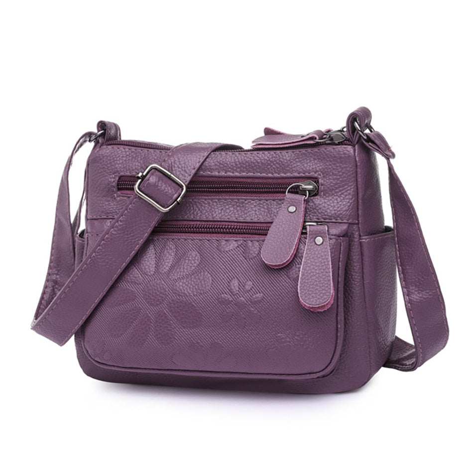 2 Layers Casual Women's Bags New Small Printing Shoulder Crossbody Handbags and Purse Multi-pocket Leather Messenger Sac Bolsa