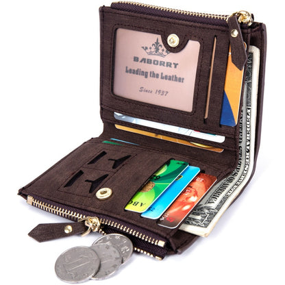 Vintage Men Wallet RFID Theft Protect Coin Bag Zipper Purse Wallets for Men with Zippers Magic Wallet Short Luxury Men&#39;s Purses