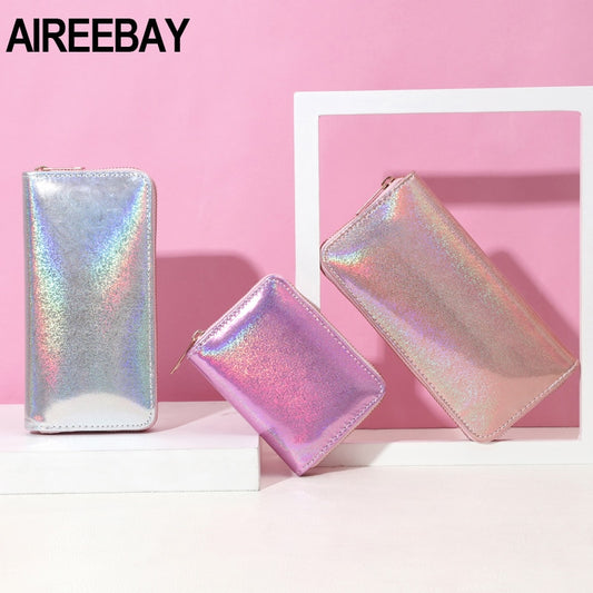 ~~BIG SALE ~~Holographic Leather Wallets Laser Organizer Ladies Wallet Women Handbag  Long purses Girl Purse Card Id Holders