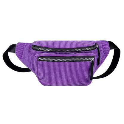Corduroy Waist Bag Designer Zipper Chest Bag Sport Travel  Girl Waist Belt Bags Fashion Phone Waist Pack for Women