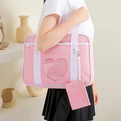 Japanese Preppy Style JK Pink Uniform Shoulder School Bags For Women Girls Canvas Large Capacity Casual Luggage Handbags Totes