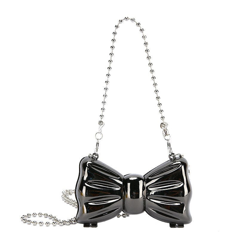 Metal Mini Bow Crossbody Bags For Women Fashion Silver Gold Shoulder Bag Women Bags Clutch Bag Lipstick Purses Coin Bags New