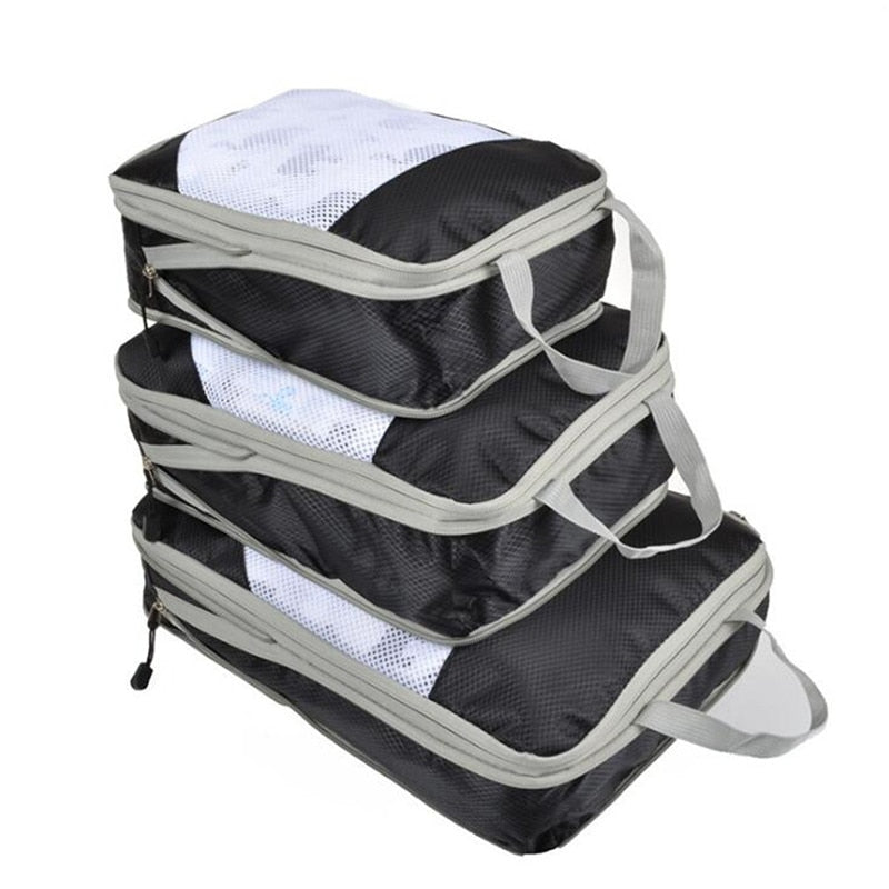 3/4/6pcs/set Compression Packing Cubes Travel Storage Bag Luggage Suitcase Organizer Set Foldable Waterproof Nylon Material