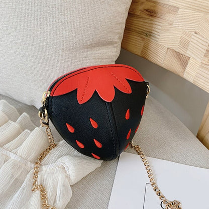 Fruit Strawberry Shape Shoulder Bag Chains Crossbody Bag Women Bags Kawaii Fashion Cute Children's Kids Girls Shoulder Bag Small