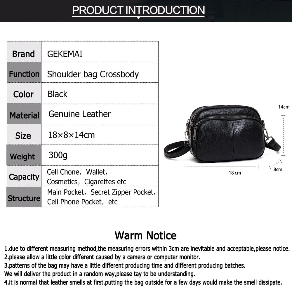 Fashion Solid Color Women&#39;s Bags Casual Women Genuine Leather Shoulder Bags Luxury Designer Ladies Messenger Bag Bolsos De Mujer