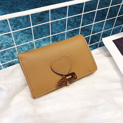 Horn Button Wallets New Arrivals Women Vintage Short Style Purses Heart Pattern Fashion Panelled Trendy Coin Card Holders Luxury