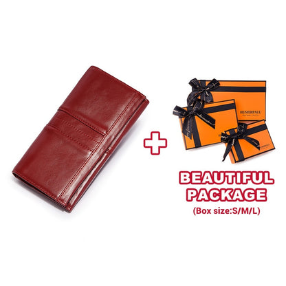 KAVIS Genuine Leather Women Long Purse Female Clutches Money Wallets Handbag Handy Passport walet for Cell Phone Card Holder