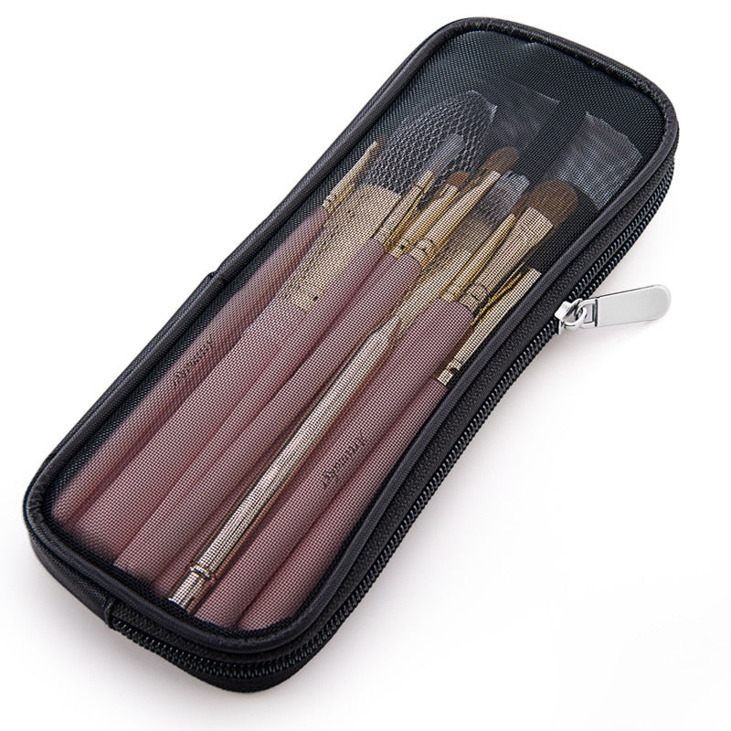 Portable Makeup Brushes Holder Case Women Mesh Cosmetic Organizer Tools Pouch Beauty Brush Bag Girl