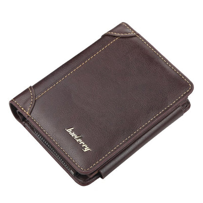 New Leather Men Wallets High Quality Zipper Short Desigh Card Holder Male Purse Fashionable Multi-card Slot 3 Fold Coin Purse