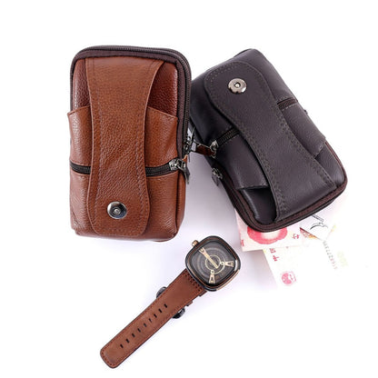 Men&#39;s messenger bag retro leather shoulder bag men&#39;s small messenger bag leather bag mobile phone bag casual business waist bag