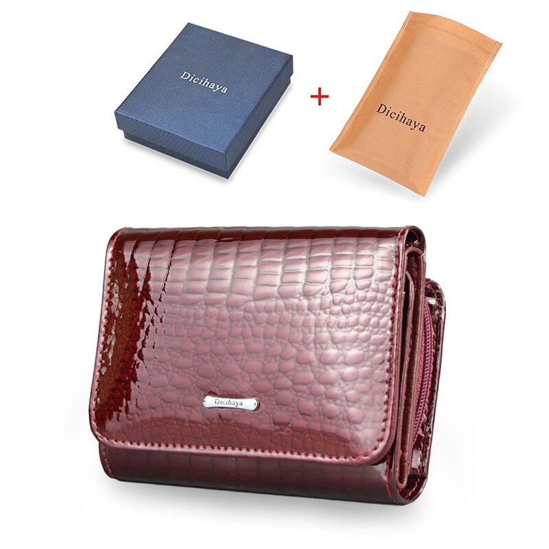 DICIHAYA Short Wallet Women Coin Wallets Red Coin Purse Genuine Leather Lady Zipper Design With Coin Purse Pockets Small Wallet