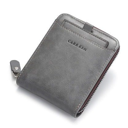Men&#39;s wallet made of leather Wax oil skin purse for men Coin Purse Short Male Card Holder Wallets Zipper Around Money Bag
