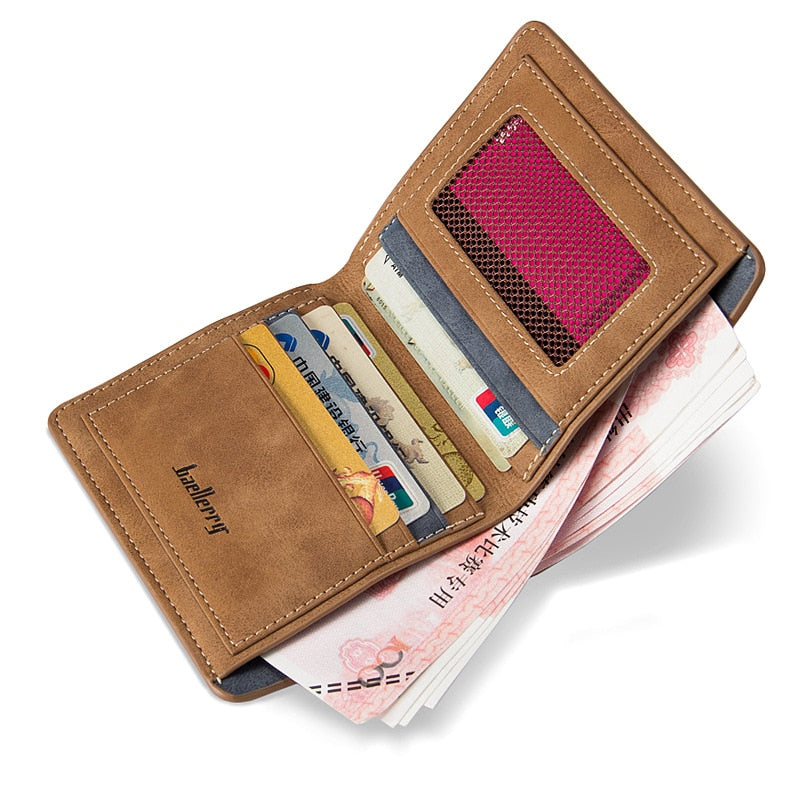 High quality men&#39;s retro matte PU leather men Wallets Wholesale short leather wallets card holders purse for men