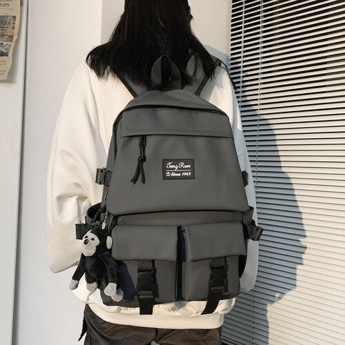 Multi-pocket Men Women Backpack Female Large Capacity School Bag Couple Trendy Harajuku 15.6inch Laptop Backpacks Ladies Bookbag