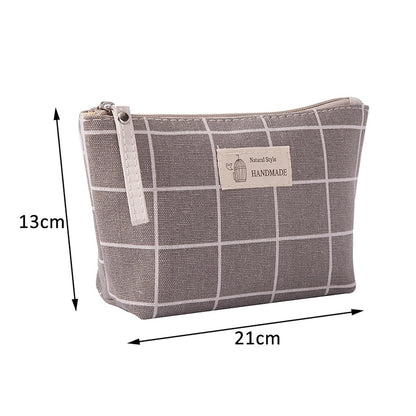 Women Plaid Makeup Bag Fashion Cotton Zipper Pouch Multipurpose for Women Travel Bath Cosmetic Bags Organizer Toiletry Wash Bag