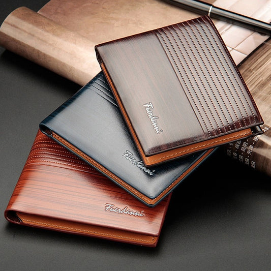 Classic Men Business Purse PU Leather Solid Slim Wallet Bifold Short Credit Card Holders Coin Purses Classic Men Wallets