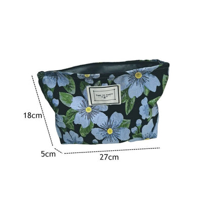 1 Pc Vintage Flower Jacquard Cloth Cosmetic Bag for Women Makeup Organizer Bag Canvas Large Capacity Zipper Lady Handbag