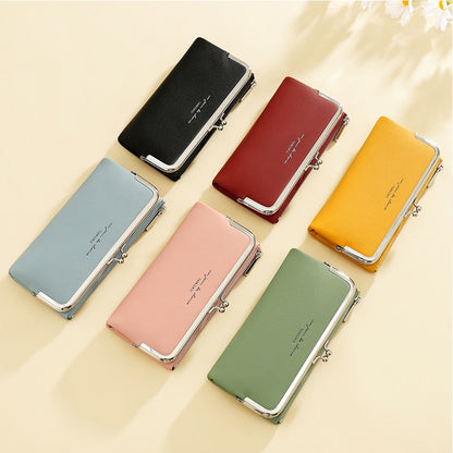 Comfortable Contracted Style Long Wallets For Women Soft PU Leather Coin Purses Ladies Sweet Design Card Holder Purses Cartera