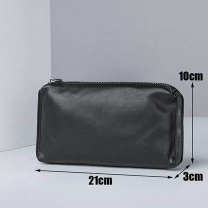AETOO Men&#39;s handbags, men&#39;s leather soft leather casual handbags, long zip-up wallets, leather mobile phone bags