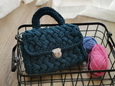 Casual Solid Hand-woven Women Handbags Cotton Crochet Handmade Women Shoulder Messenger Bag Chian Females Totes Ladies Hand Bags