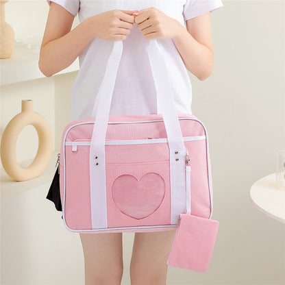 Japanese Preppy Style JK Pink Uniform Shoulder School Bags For Women Girls Canvas Large Capacity Casual Luggage Handbags Totes