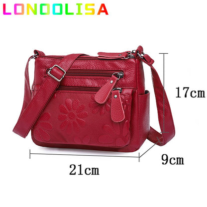 2 Layers Casual Women's Bags New Small Printing Shoulder Crossbody Handbags and Purse Multi-pocket Leather Messenger Sac Bolsa