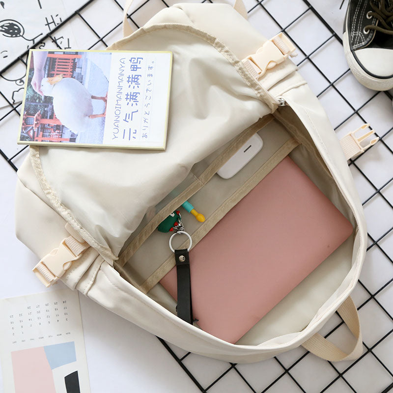 Fashion Solid Color Backpack Women New Waterproof Shoulders School Bags for Teenagers Female College Korean Backpack Ladies