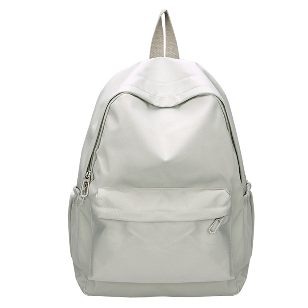 Daily Large Capacity Travel School Backpacks Ladies Pure Color Shoulder Knapsacks Nylon Zipper Shopping Rucksacks