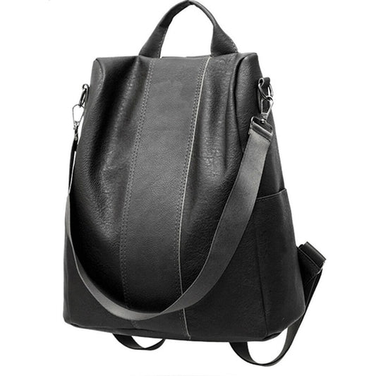 Large Capacity Shoulder Bags School Backpacks For Teenage Girl PU Leather Travel Shoulder Bag Black Bagpack