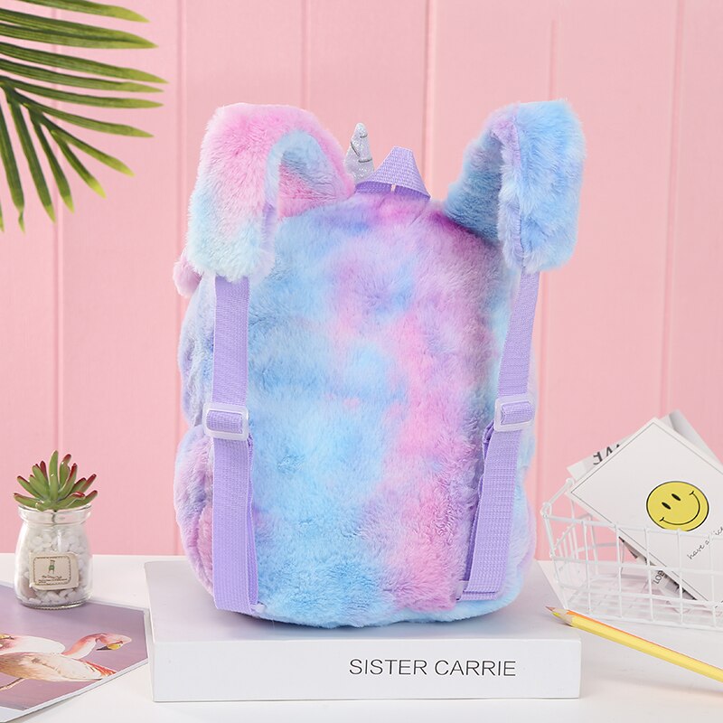 Cute Cartoon Backpack Girl Plush Unicorn Backpacks Cute Fashion Fur Backpacks Children Schoolbag Kids Gift Book Bag