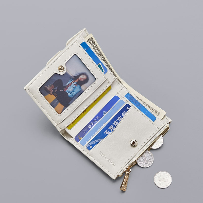 WilliamPOLO Women&#39;s Wallet Genuine Leather Luxury Design Purse Fashion Short Money Bag Ladies Card Holder Female Wallets