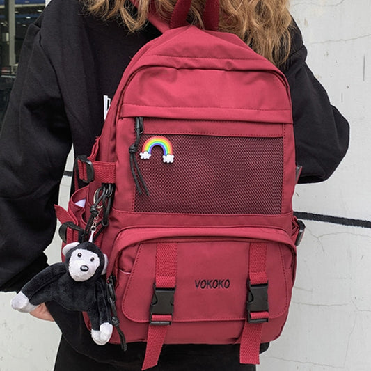EnoPella Fashion Waterproof Nylon Women Backpack For Girls Travel High Capacity Student BookBag Men Black Laptop Bag