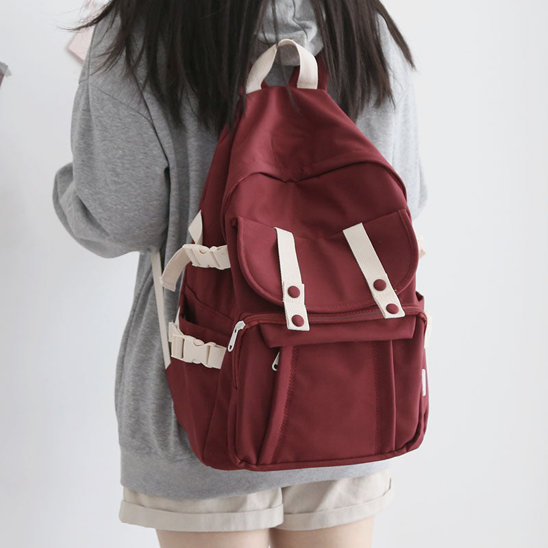 Fashion Solid Color Backpack Women New Waterproof Shoulders School Bags for Teenagers Female College Korean Backpack Ladies