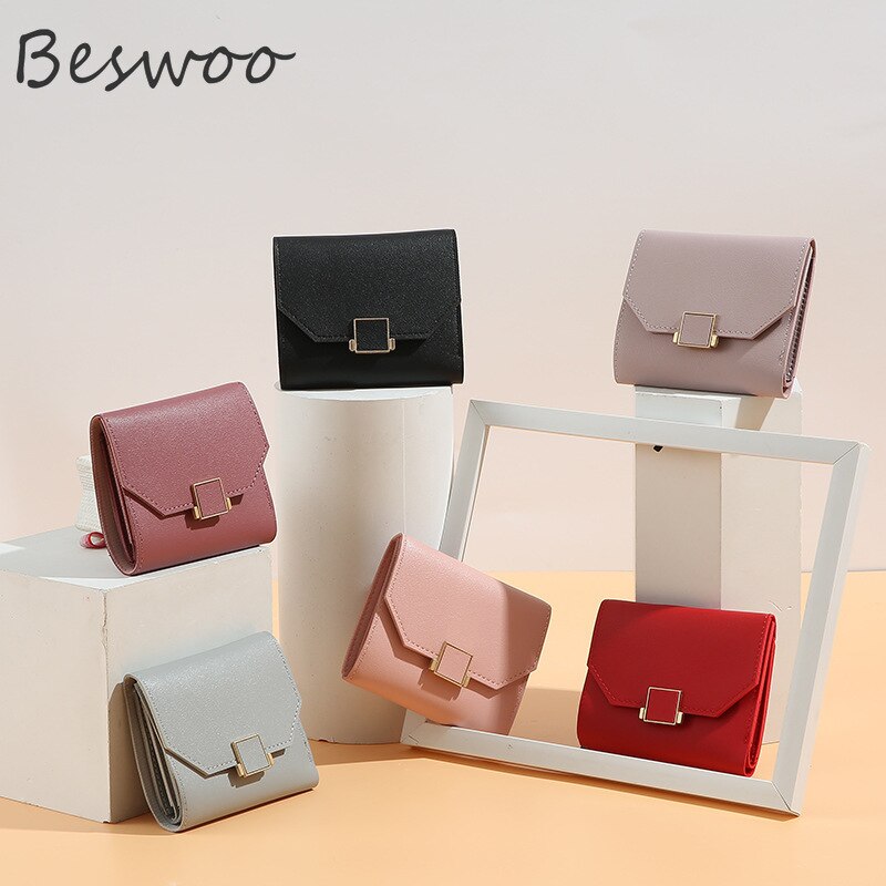 New Fashion Short Wallets for Women Leather Cute Mini Money Clutch Wholesale Zipper Female Coin Purses Casual Multi Card Holder