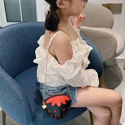 Fruit Strawberry Shape Shoulder Bag Chains Crossbody Bag Women Bags Kawaii Fashion Cute Children's Kids Girls Shoulder Bag Small